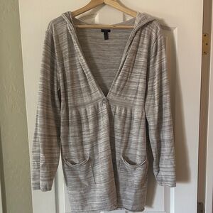 159 Soma Gray Knit Cardigan one button hoodie sz XL